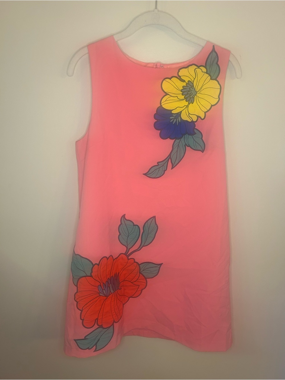 Vici Bright Pink Floral Mini Dress with Yellow & Orange Blooms